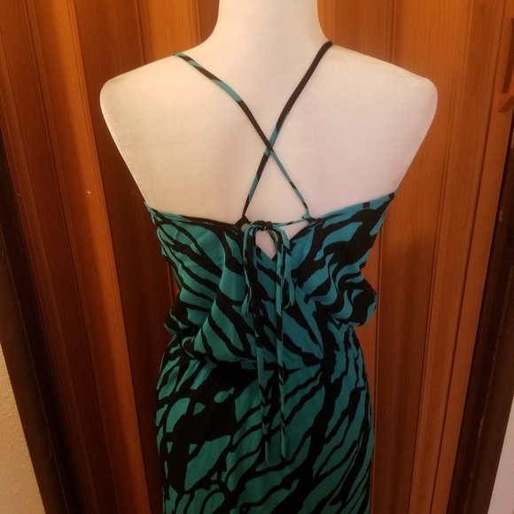 TURQUOISE AND BLACK MAXI DRESS - Picture 3 of 6